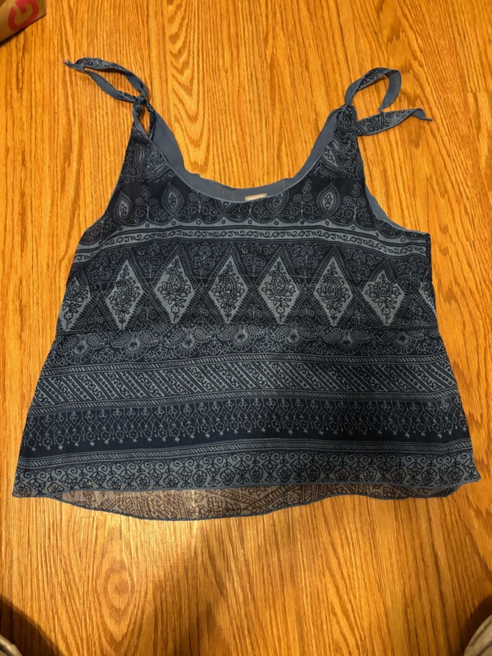 Converse Navy Patterned Tie-Strap Tank Top